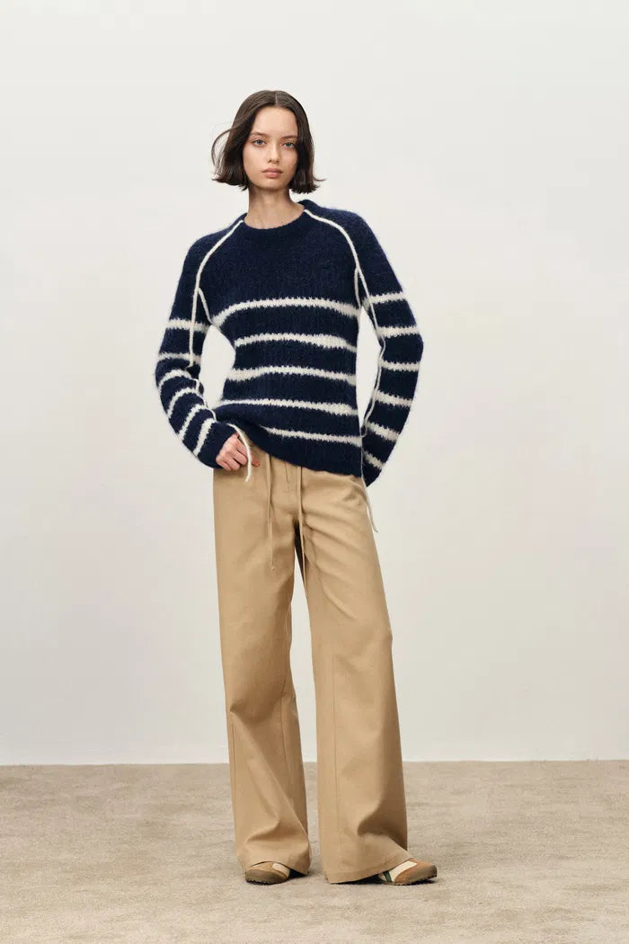 Rita Hand Painted Irregular Stripe Design Sweater in Alpaca Blend