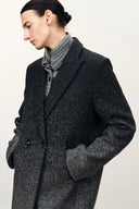 Audrey Gradient Herringbone Straight Long Coat in Merino Wool
