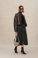 Jupe Maxi Denim Raquel Fendue Devant en Denim Coton