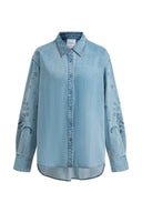 Chemise brodée Vinetta en denim coton-lin
