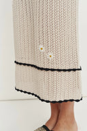 Azores Handcrafted Daisy Crochet Sleeveless Top and Palma Midi Skirt Set in Cotton-Linen Blend