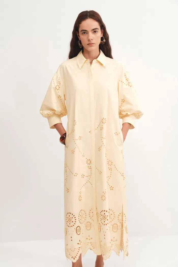 Louise Embroidered Shirt Dress in Cotton Poplin – fbrq.com Louise Embroidered Shirt Dress in Cotton Poplin – fbrq.com