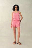 Matthias Eyelet Tie Tank and Shorts Set in Pima Cotton Poplin
