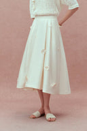 Falda floral 3D artesanal Lea en satén de seda y lana