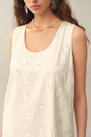 Lyra Beaded Sequin Sleeveless Top in Cotton Blend