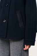 Trevor Mitternachtsblauer Poncho-Mantel aus Merino-Wolltweed