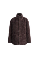 Lene Reversible Faux Fur and Leather Jacket in Merino Wool Teddy