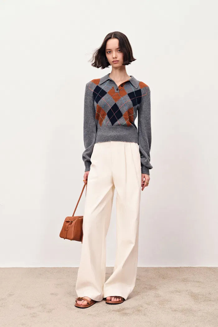 Asher Half Elastic Wide Leg Pants in Corduroy Cotton