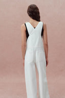 Paz White Overalls in Cotton Denim