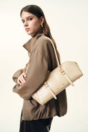 Monti East West Shoulder Bag in Oiled Waxed Top Grain Leather