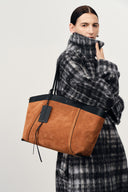 Brera Convertible Tote Bag Large in Full Grain Leather and Suede