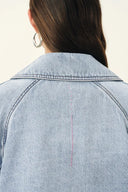 Calista Belted Trench Style Coat in Lightweight Cotton Denim