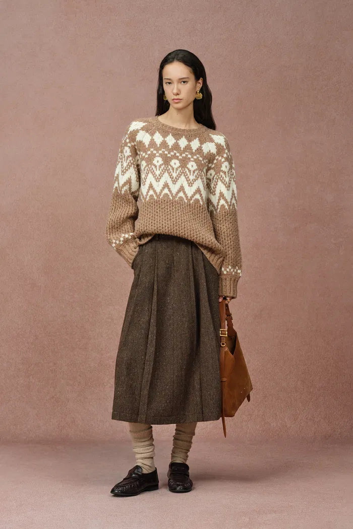 Vigga Fair Isle Sweater in Coarse Spun Merino Wool