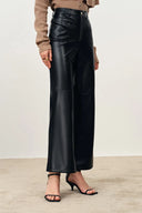 Susan Knee Seams Cropped Flared Faux Pants in Non Animal leather