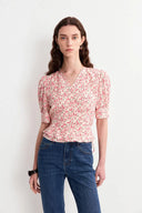 Irisa Blumenrosa Bluse aus mattem Maulbeerseiden-Crêpe