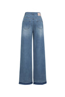 Jeans Echo de Pierna Ancha en Denim de Algodón