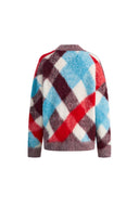 Cardigan Crop Svala a Quadri Intrecciati in Misto Lana Alpaca