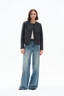 Jean Nico orné cousu main en denim léger lavé