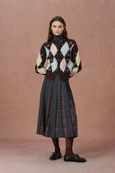 Cardigan corto Hart con diseño argyle en mezcla de lana y cachemira