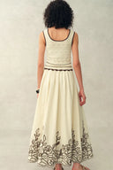 Vittra Embroidery and Woven Sleeveless Dress in Crochet with Cotton Linen Knit