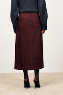 Gonna midi Scirocco Burgundy in pelle ecologica effetto pelle di serpente