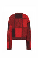 Sibton Short Checked Sweater in Baby Alpaca Knit