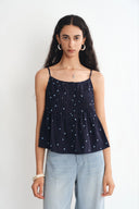 Ellie Polka Dot Cami Top and Skirt Matching Set in Linen Blend