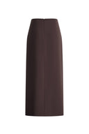 Falda maxi con abertura lateral y volante Isao en tela mate elástica