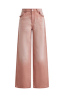 Delphine Roze Jeans met Ruches aan de Zoom in Katoen Denim