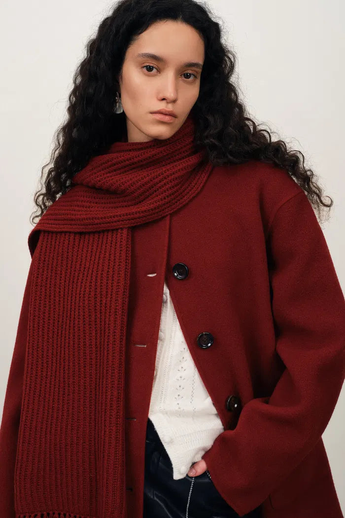 Kaila Fringed Scarf Coat in Double Face Merino Cashmere