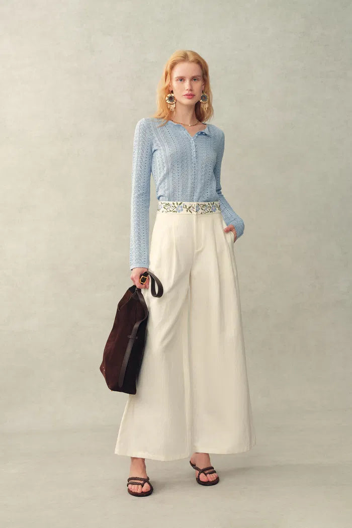 Barbara Scalloped Long Sleeve Top in Premium Cotton Knit