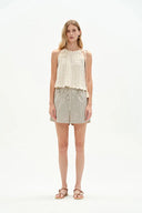 Lona Striped Casual Shorts in Cotton Poplin