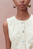 Elodie Getailleerde Denim Vest Top in Cottonseed Hull Denim