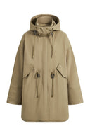 Casey Hooded Drawstring Lightweight Down Jacket in Crinkle Cotton Blend