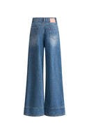 Glaire Button Fly Straight Wide Leg Jeans in Lyocell Denim