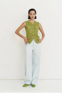 Winnie Ärmelloses Strickweste-Top aus Leinenmischung