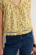 Floris Floral Sleeveless Blouse Top in Mulberry Silk Cotton