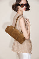Monti East West Shoulder Bag in Suede Calfskin