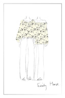 Quillie Hand Painted Print Off Shoulder Long Sleeve Blouse Top in Silk Twill