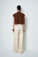 Pantalon texturé Aurora en satin plissé