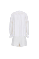 Bea Embroidered Blouse and Shorts Set in Silk Cotton Blend