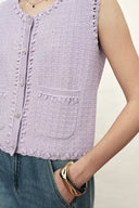 Jinelle Strukturierte Ärmellose Weste aus Baumwollstrick