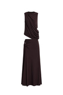 Florence Asymmetric Draped Sleeveless Top and Maxi Skirt Set in Cotton Modal Knit