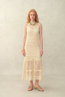Dione Hand Crochet Detachable Capelet Knit Cami Dress in Linen Crochet