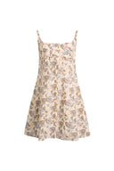Sarah Handpainted  Waterlily Square Neck Sleeveless Short Cami Dress in Cotton