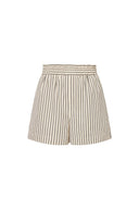 Lona Striped A Line Casual Shorts in Cotton Blend Poplin