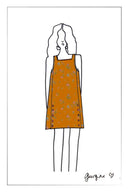 Mary Floral Square Neck Sleeveless Short Strap Dress in Linen Blend