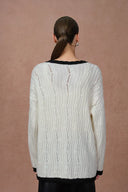 Prela Contrast Trimmed Knit Cardigan in Merino Wool
