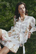 Ariel Flora Blouse en Korte Set in Zijde-Linnenmix