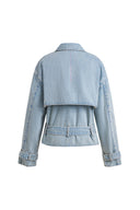 Halle Gewaschene Kurze Trench-inspirierte Jacke aus Hellblauem Denim